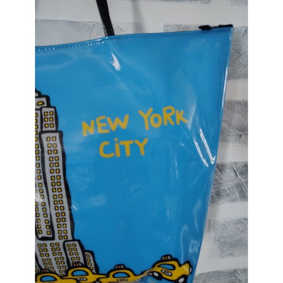 Marc Tetro New York City Yellow Taxi Cab Vinyl Tote Shopper Blue - Picture 3 of 9